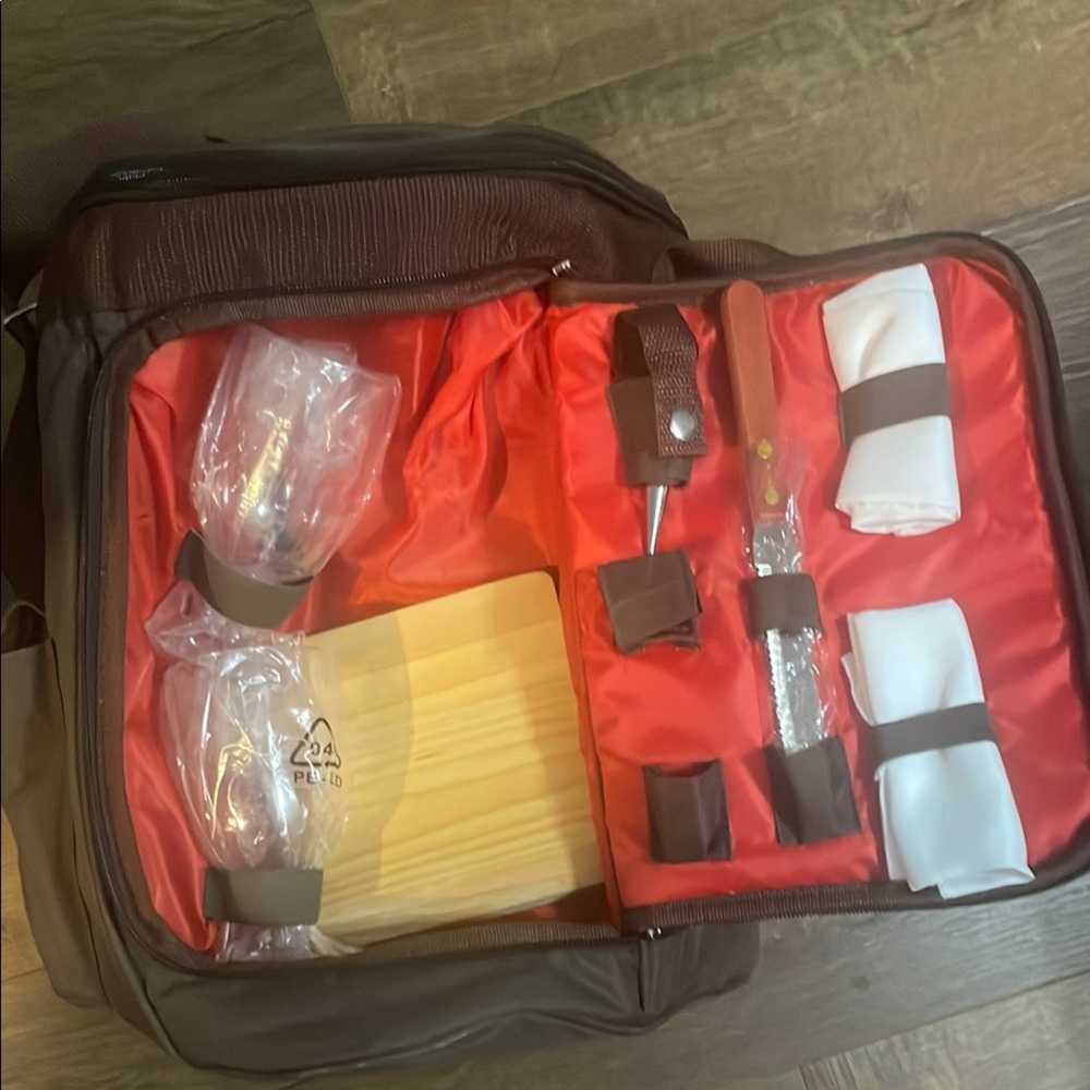 Brown Picnic Backpack with Accessories